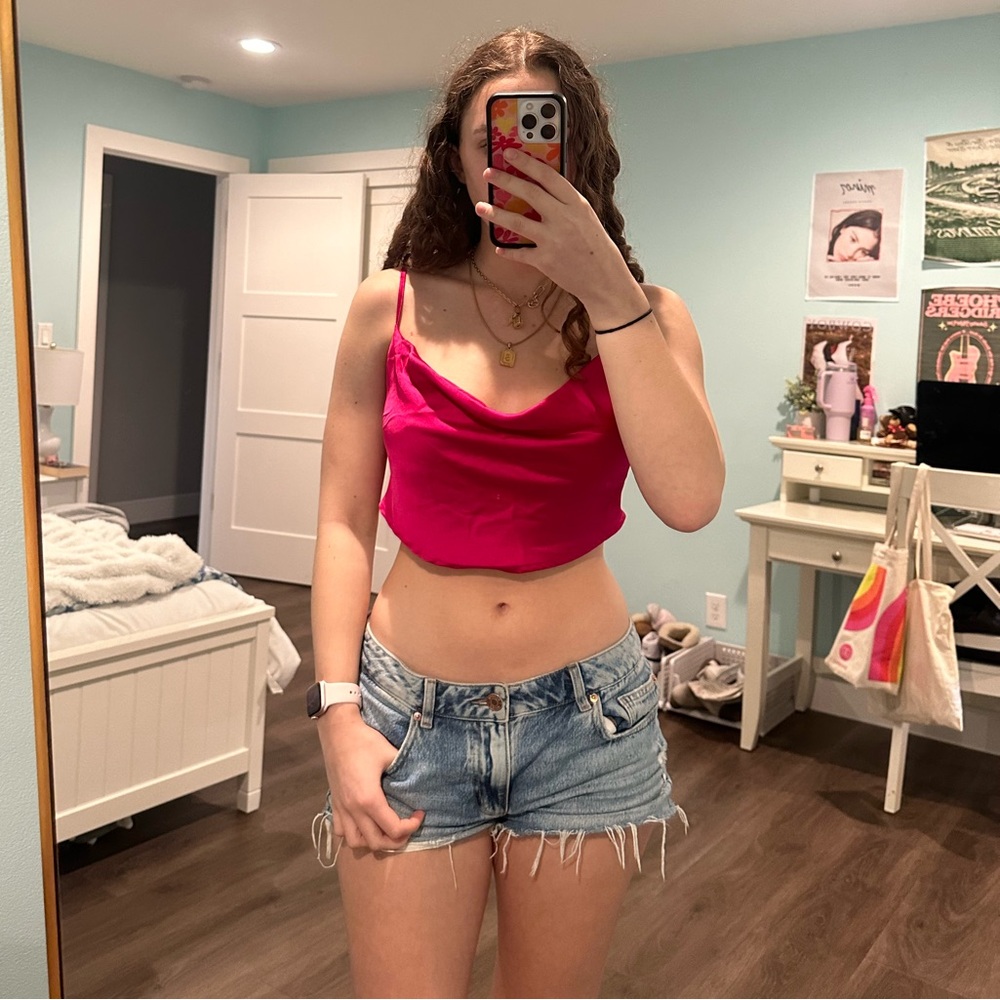 Pink Loose Cropped Top From Garage